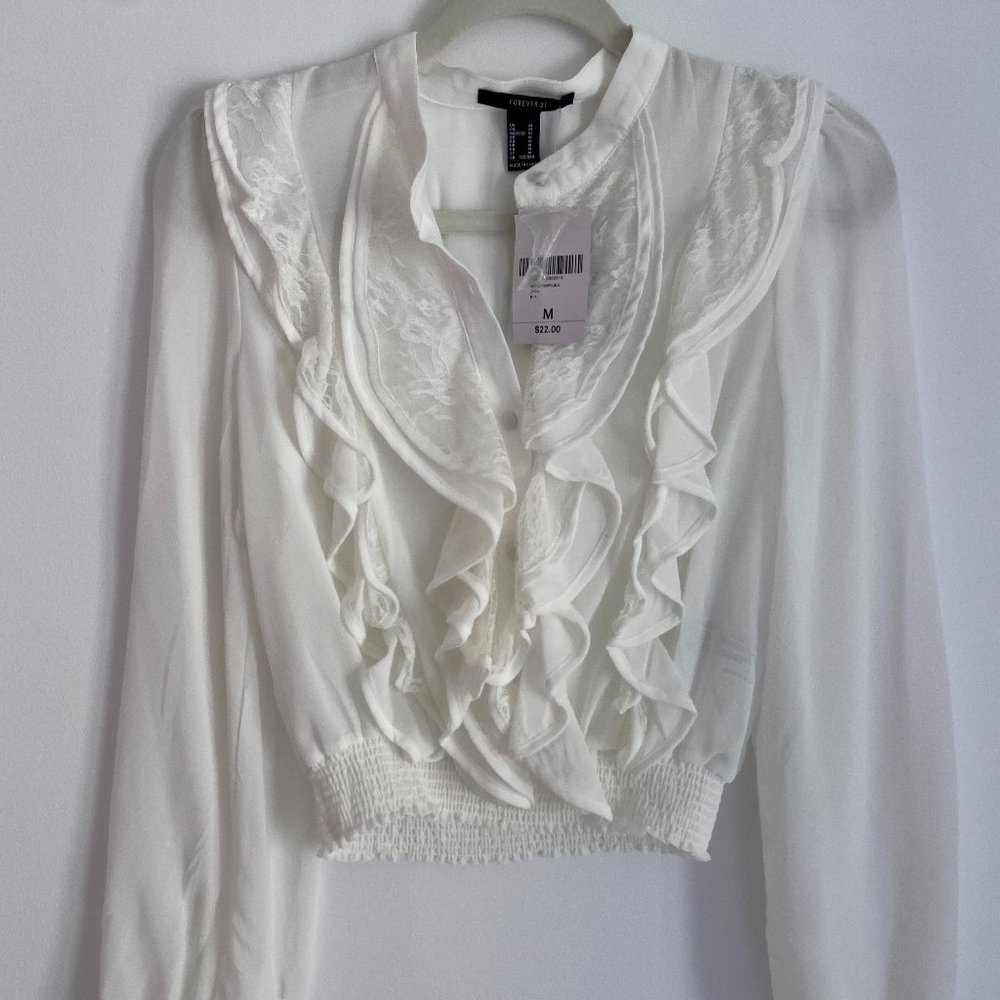 Amazing White Fringe Crop Blouse - NWT